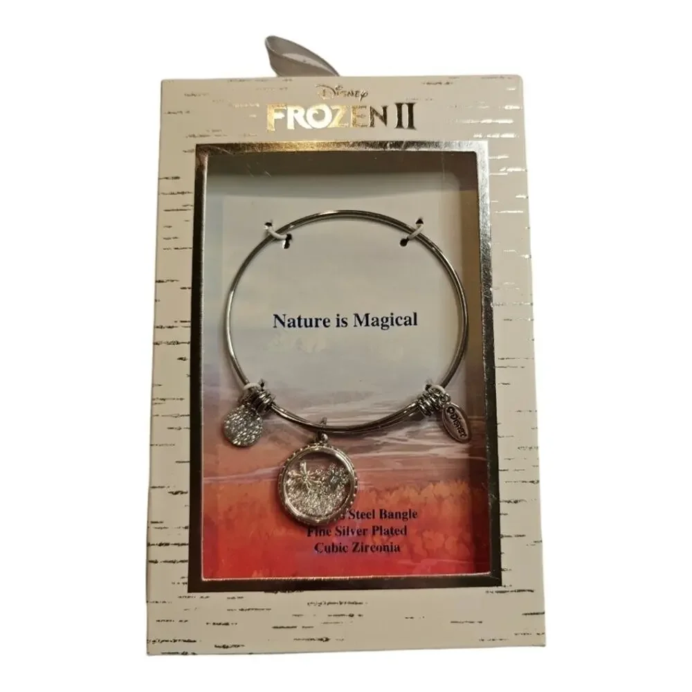Disney Frozen ll Bangle SilverPlated Cubic Zirconia Nature is Magical Bracelet